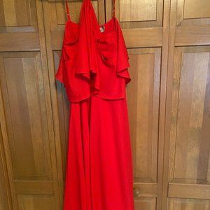 Midi halter off the shoulder dress